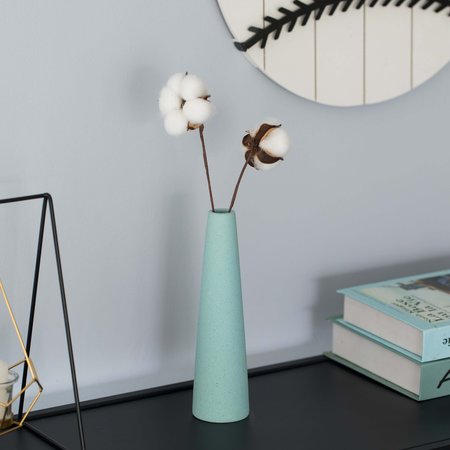 Uniquewise 8 Inch Contemporary Ceramic Cone Shape Table Vase Modern Pastel Colored Flower Holder, Green QI004359.GN